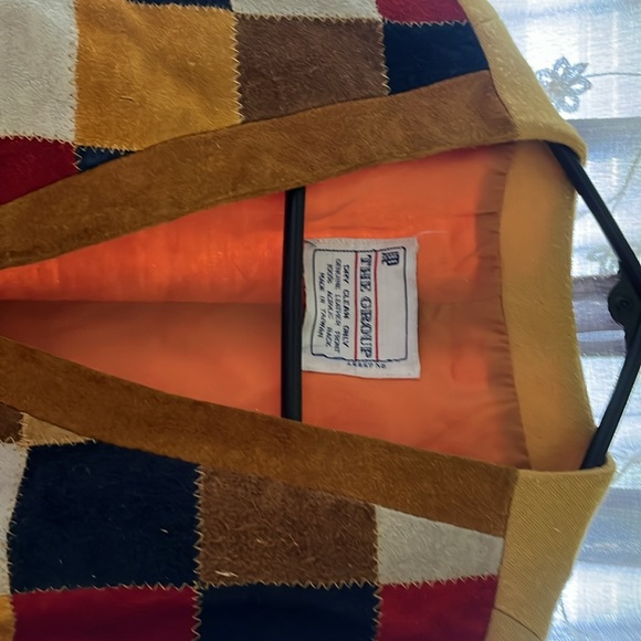 Vintage 70s genuine leather patched vest - Picture 2 of 4
